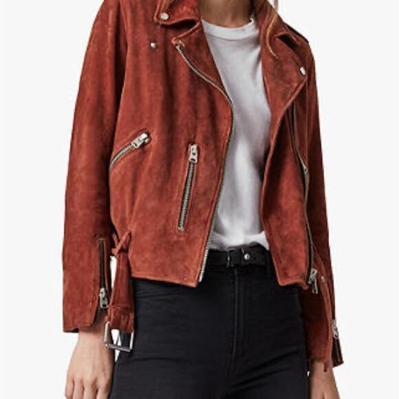 ALLSAINTS Balfern Suede Biker Jacket - Picture 6 of 15
